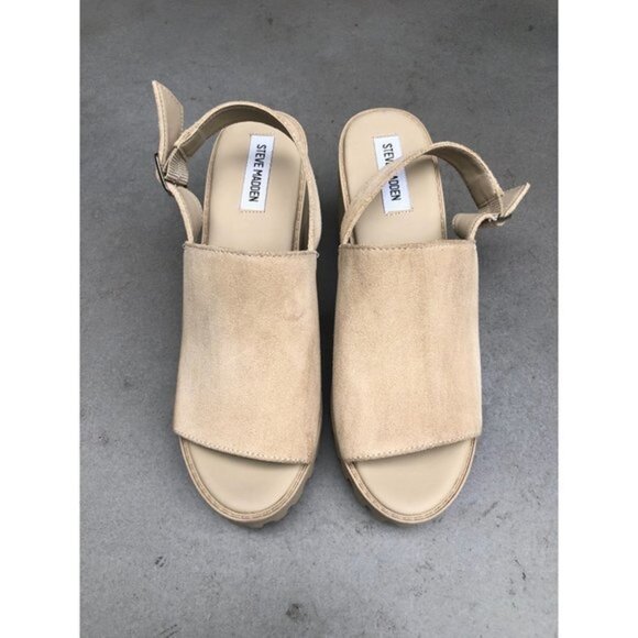 Steve Madden Sunnyside beige Suede Chunky Sandals size 10M - Picture 4 of 7